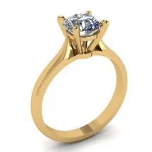 Anillo clásico de diamantes con un diamante en oro amarillo - Photo 3