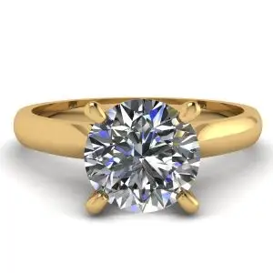 Anillo clásico de diamantes con un diamante en oro amarillo