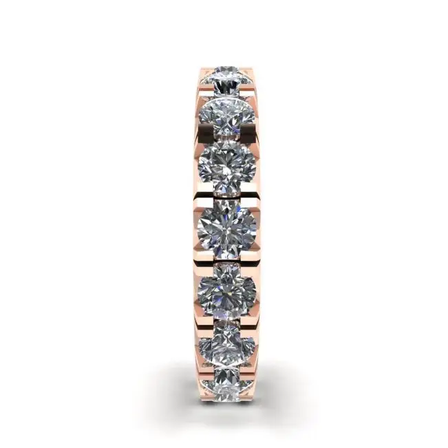 Alianza de diamantes de eternidad de 3 quilates en oro rosado de 18 quilates - Photo 2
