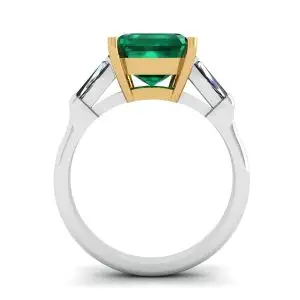 Anillo de Esmeralda de 3 quilates con Diamantes Laterales Baguette - Photo 1