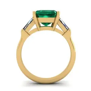 Anillo Esmeralda 3 quilates con Diamantes Laterales Oro Amarillo Baguette - Photo 1