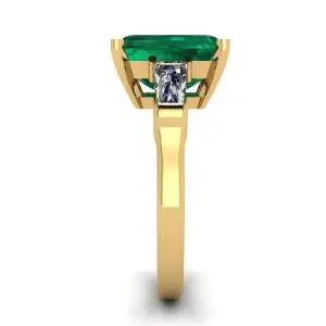 Anillo Esmeralda 3 quilates con Diamantes Laterales Oro Amarillo Baguette - Photo 2