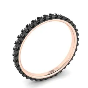 Anillo de eternidad con pavé de diamantes negros en oro rosa - Photo 3