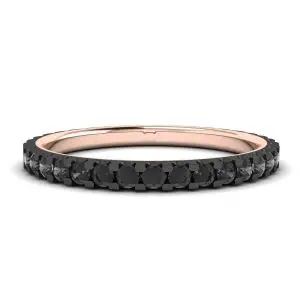 Anillo de eternidad con pavé de diamantes negros en oro rosa
