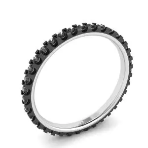 Anillo de eternidad con pavé de diamantes negros en oro blanco - Photo 3