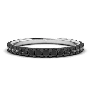 Anillo de eternidad con pavé de diamantes negros en oro blanco