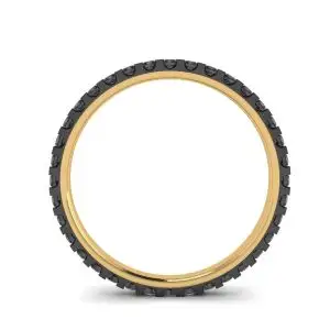 Anillo de eternidad con pavé de diamantes negros en oro amarillo - Photo 1