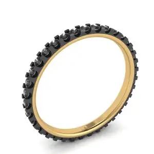 Anillo de eternidad con pavé de diamantes negros en oro amarillo - Photo 3