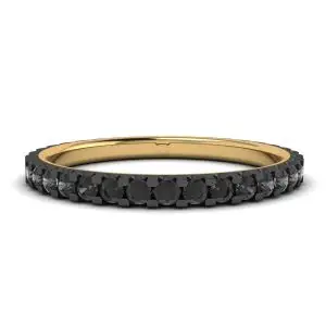 Anillo de eternidad con pavé de diamantes negros en oro amarillo