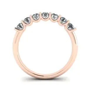 Anillo clásico de siete diamantes redondos en oro rosa - Photo 1
