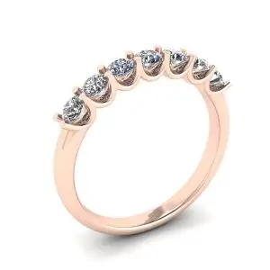 Anillo clásico de siete diamantes redondos en oro rosa - Photo 3