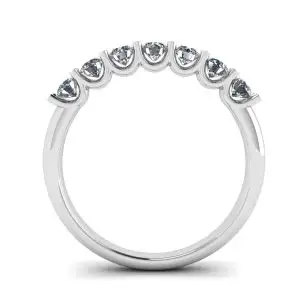 Anillo clásico de siete diamantes redondos en oro blanco - Photo 1