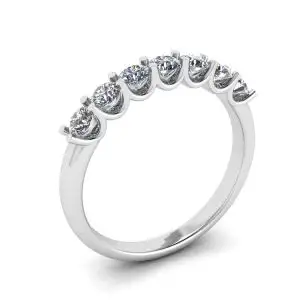 Anillo clásico de siete diamantes redondos en oro blanco - Photo 3
