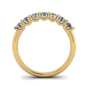 Anillo clásico de siete diamantes redondos en oro amarillo - Photo 1