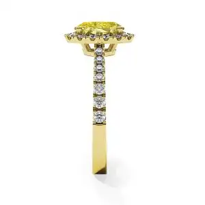 Anillo de diamantes amarillos ovalados de 1,13 ct con halo de oro amarillo - Photo 3