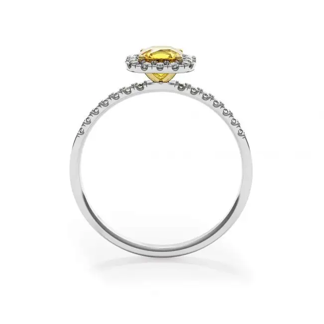 Anillo de diamantes amarillos con halo de cojín de 1/2 quilate - Photo 1