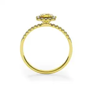 Anillo cojín de diamantes amarillos de 0,5 ct con halo de oro amarillo - Photo 1