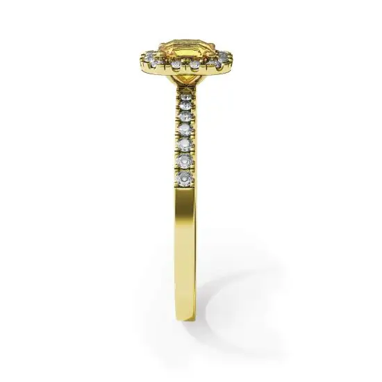 Anillo cojín de diamantes amarillos de 0,5 ct con halo de oro amarillo,  Ampliar imagen 3