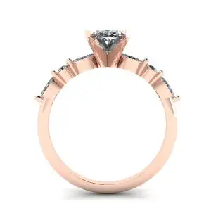 Anillo de piedras redondas y talla marquesa lateral con diamantes ovalados en oro rosa - Photo 1