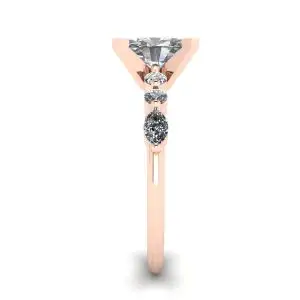 Anillo de piedras redondas y talla marquesa lateral con diamantes ovalados en oro rosa - Photo 2