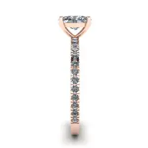 Anillo de diamantes ovalados con pavé en oro rosa - Photo 2