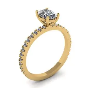 Anillo de diamantes ovalados con pavé en oro amarillo - Photo 3