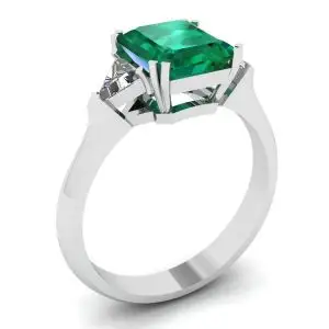 Anillo de 3,31 quilates con esmeralda y trillones de diamantes laterales - Photo 3