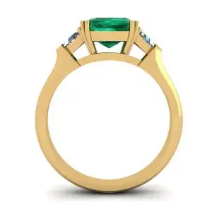 Anillo Esmeralda 3 quilates Triángulo Diamantes laterales Oro amarillo - Photo 1