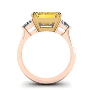 Anillo Zafiro Amarillo Talla Esmeralda Oro Rosa - Photo 1