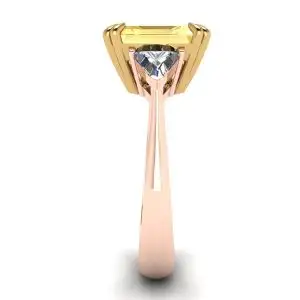 Anillo Zafiro Amarillo Talla Esmeralda Oro Rosa - Photo 2