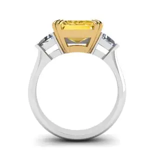 Anillo Zafiro Amarillo Talla Esmeralda Oro Blanco - Photo 1