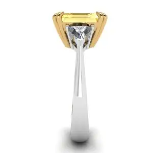 Anillo Zafiro Amarillo Talla Esmeralda Oro Blanco - Photo 2