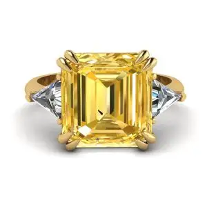 Anillo Zafiro Amarillo Talla Esmeralda Oro Amarillo