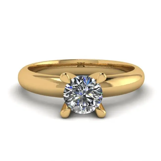 Anillo Solitario Diamante Forma V Oro Amarillo