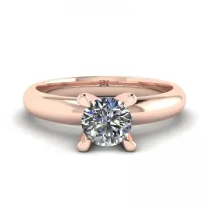 Anillo Solitario Diamante Forma V Oro Rosa