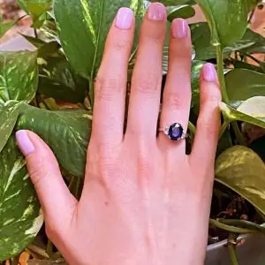 Anillo Tres Piedras con Zafiro Oro Blanco - Photo 4