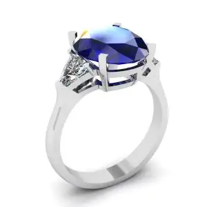 Anillo Tres Piedras con Zafiro Oro Blanco - Photo 3