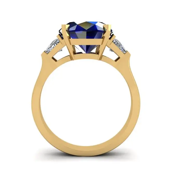 Anillo Tres Piedras con Zafiro Oro Amarillo - Photo 1