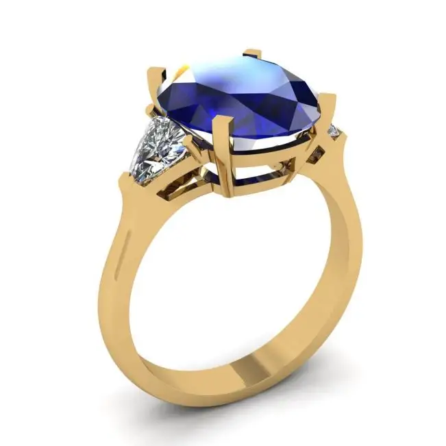Anillo Tres Piedras con Zafiro Oro Amarillo - Photo 3