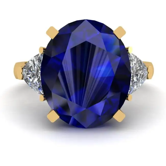 Anillo Tres Piedras con Zafiro Oro Amarillo