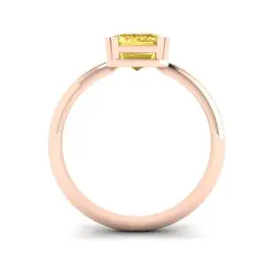 Anillo de zafiro amarillo talla esmeralda de 2 quilates en oro rosa - Photo 1