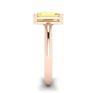 Anillo de zafiro amarillo talla esmeralda de 2 quilates en oro rosa - Photo 2