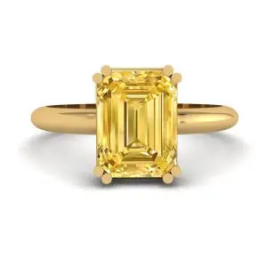 Anillo Zafiro amarillo talla esmeralda de 2 quilates Oro amarillo