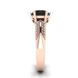 Diamante negro de 6 puntas con anillo pavé de dos colores en oro rosa - Photo 2