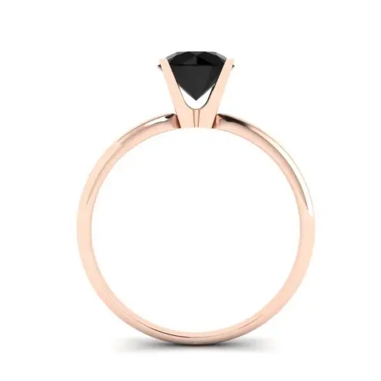 Anillo de engaste en V con diamantes negros en oro rosa,  Ampliar imagen 2