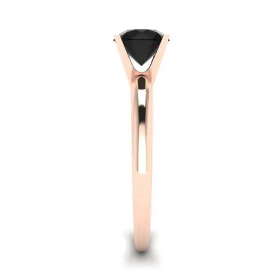 Anillo de engaste en V con diamantes negros en oro rosa,  Ampliar imagen 3