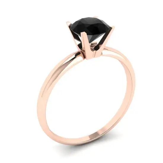 Anillo de engaste en V con diamantes negros en oro rosa,  Ampliar imagen 4