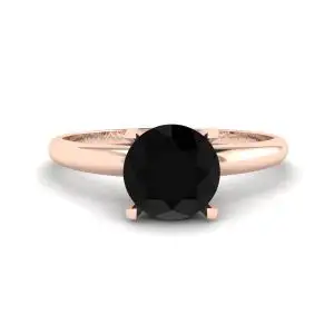 Anillo de engaste en V con diamantes negros en oro rosa