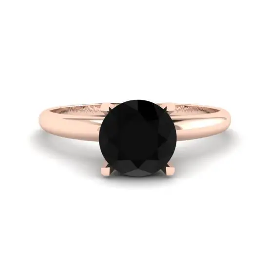 Anillo de engaste en V con diamantes negros en oro rosa, Ampliar imagen 1