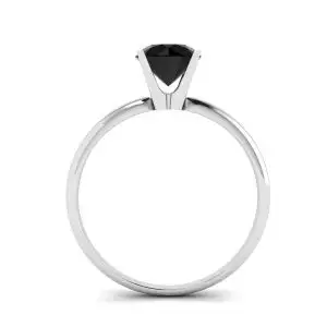 Anillo de engaste en V con diamantes negros en oro blanco - Photo 1